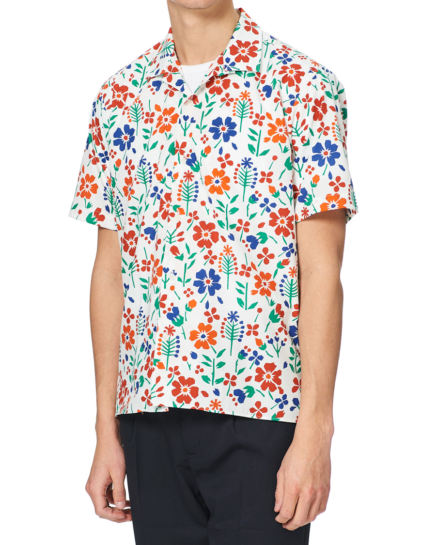 Men | Shirts | Gitman Vintage | Flores Camp Collar Shirt White/Orange