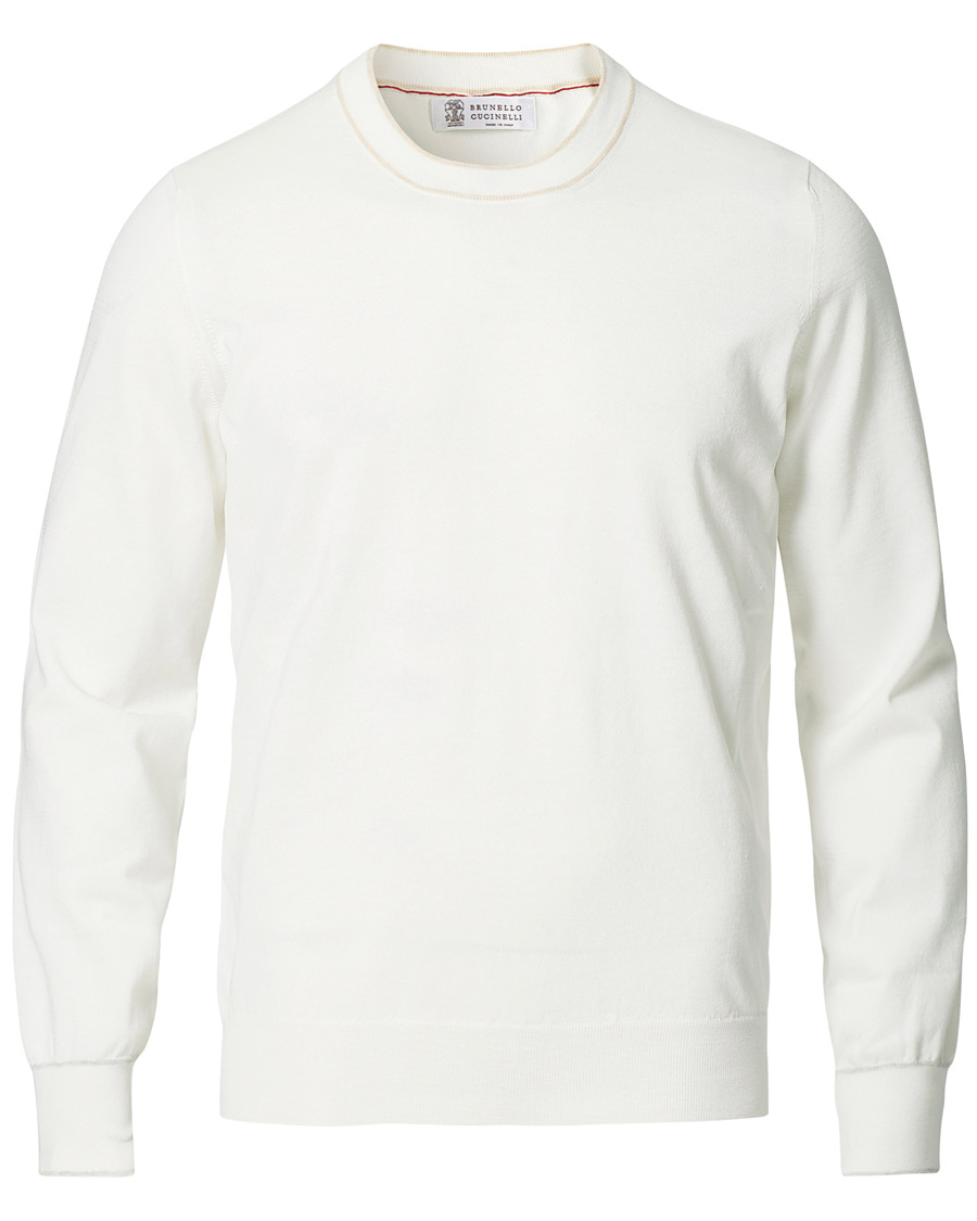 Men | Sweaters & Knitwear | Brunello Cucinelli | Contrast Collar Crew Neck Sweater Panama