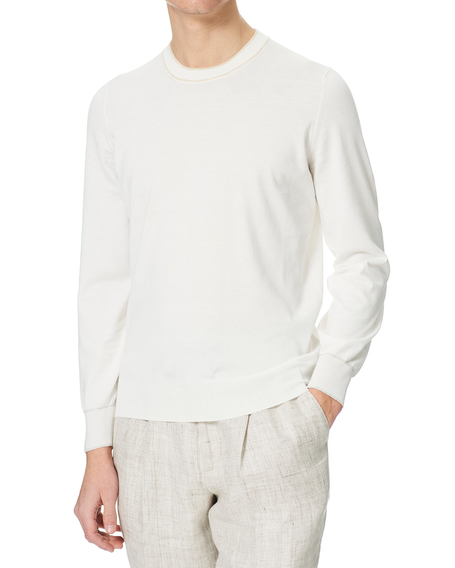 Men | Sweaters & Knitwear | Brunello Cucinelli | Contrast Collar Crew Neck Sweater Panama