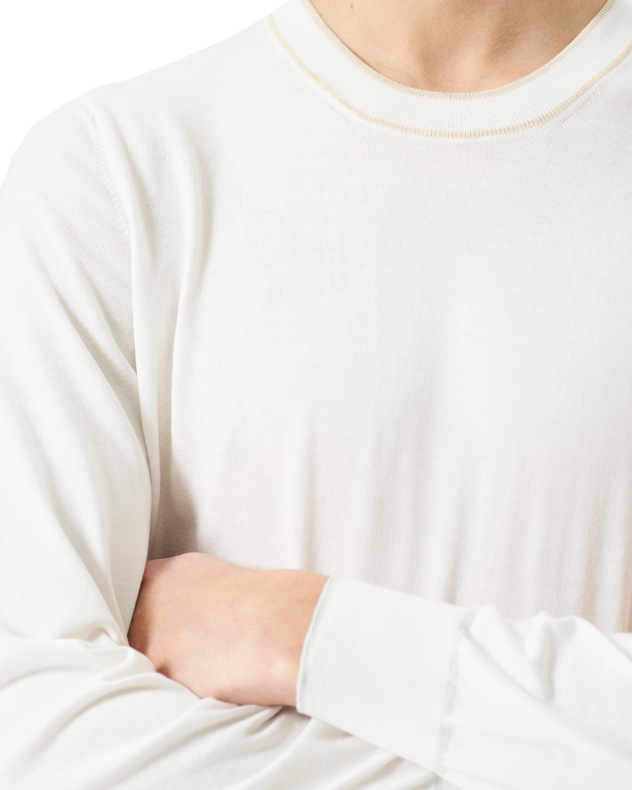 Men | Sweaters & Knitwear | Brunello Cucinelli | Contrast Collar Crew Neck Sweater Panama