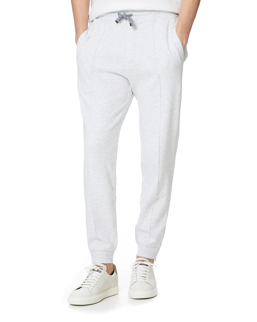 Men | Trousers | Brunello Cucinelli | Soft Cotton Jersey Sweatpants Pearl Grey