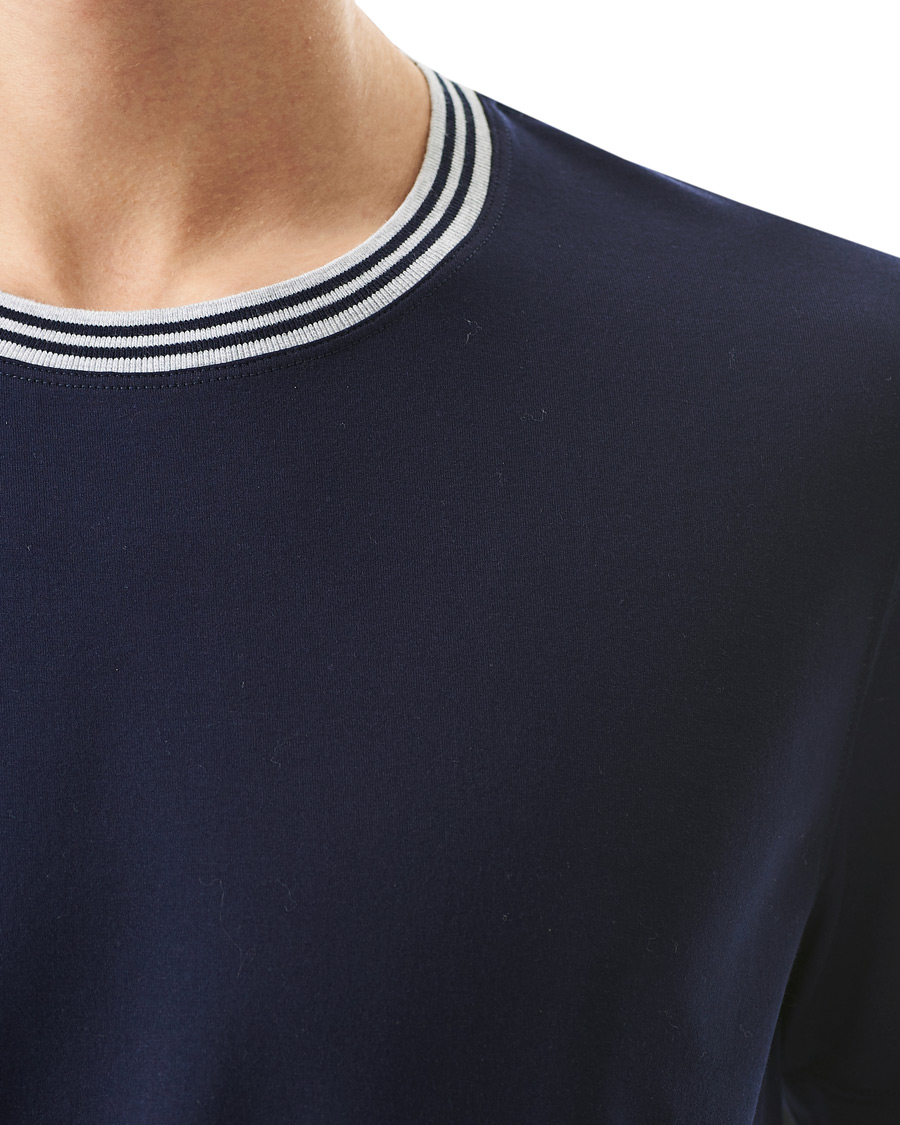 Men | T-Shirts | Brunello Cucinelli | Contrast Collar Short Sleeve T-Shirt Navy