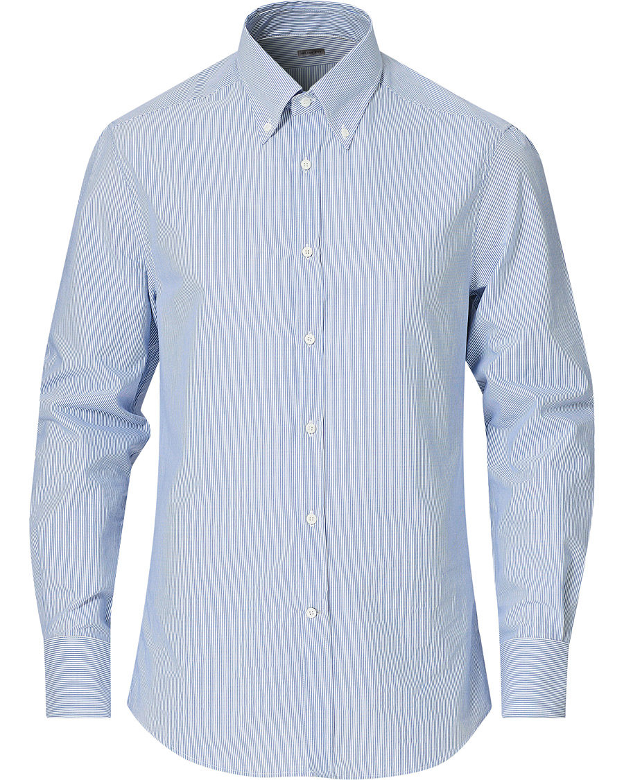 Men | Shirts | Brunello Cucinelli | Slim Fit Striped Button Down Shirt Blue