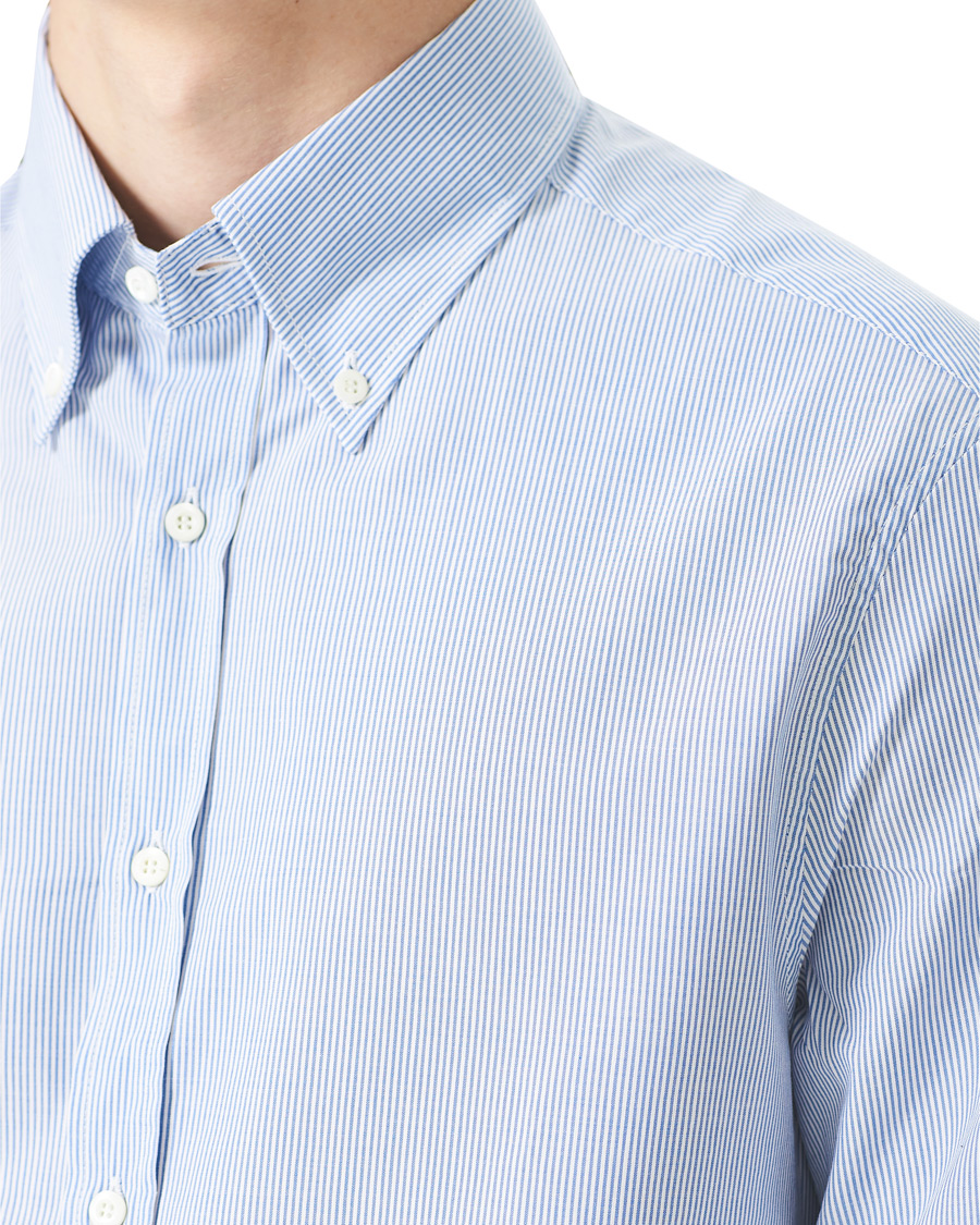 Men | Shirts | Brunello Cucinelli | Slim Fit Striped Button Down Shirt Blue