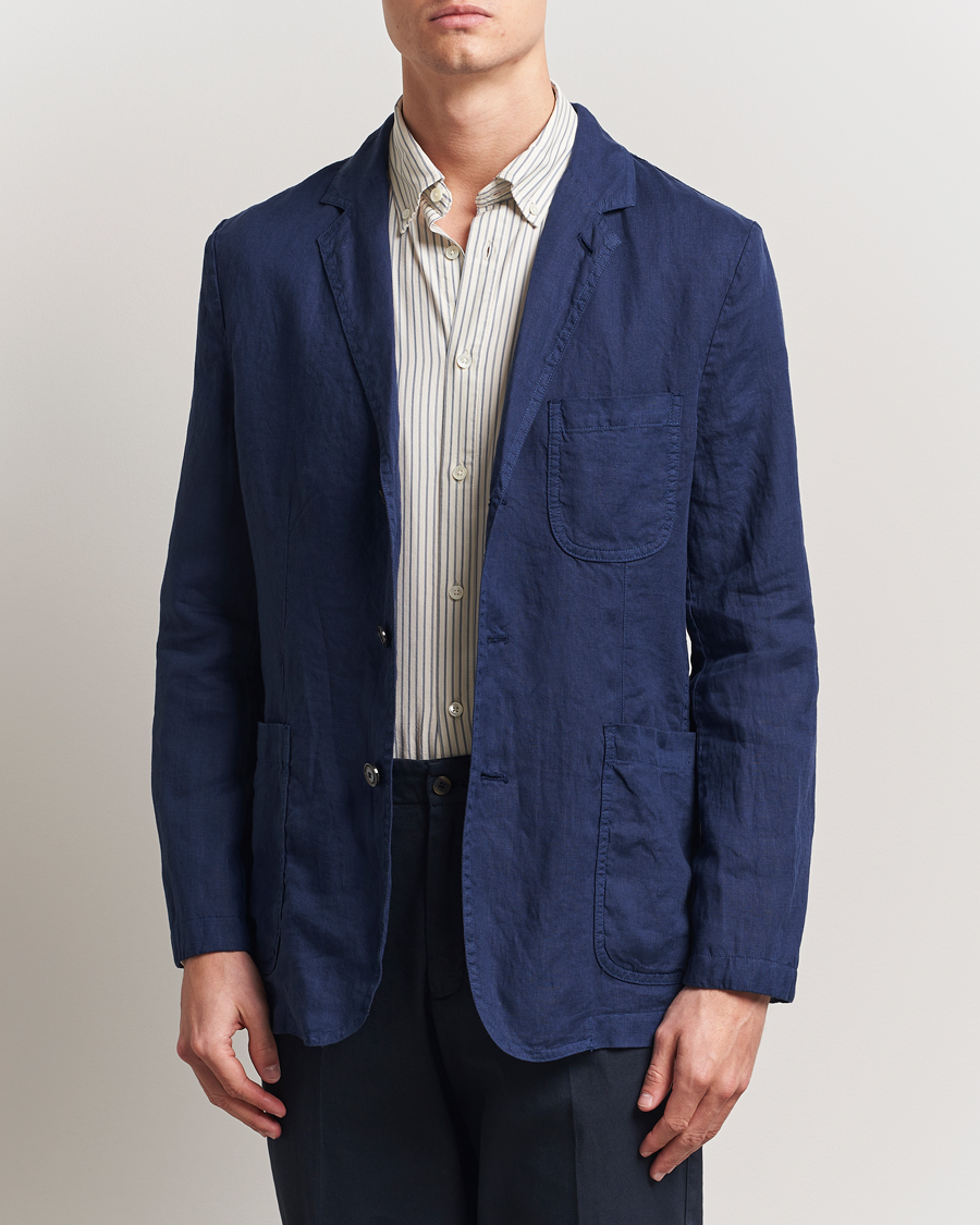 Men | Blazers | Aspesi | Samuraki Linen Blazer Navy