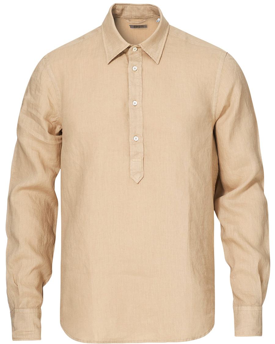 Men | Shirts | Aspesi | Popover Linen Shirt Beige