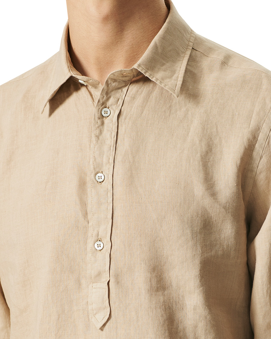 Men | Shirts | Aspesi | Popover Linen Shirt Beige