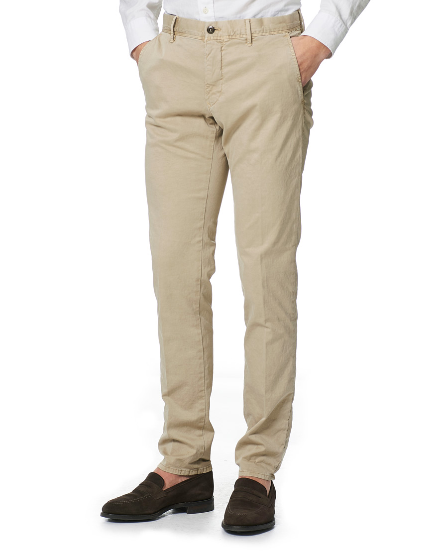 Men | Trousers | Incotex | Slim Fit Garment Dyed Slacks Beige