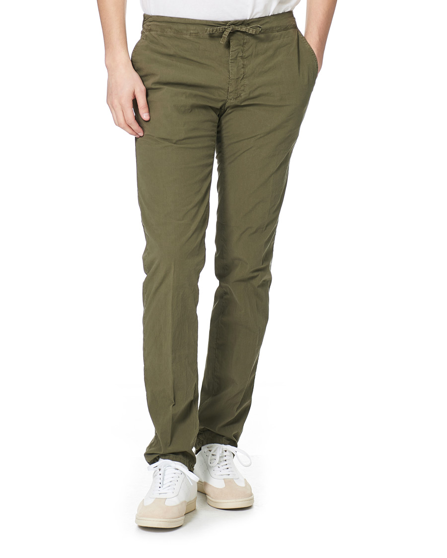 Men | Trousers | Incotex | Leisure Fit Drawstring Pants Olive