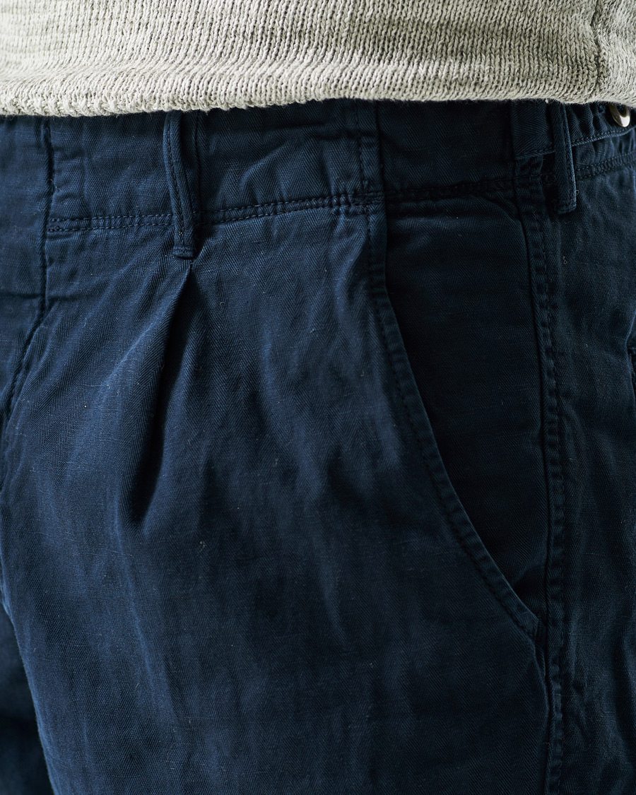 Men | Trousers | Incotex | Tapered Fit Cotton Trousers Navy