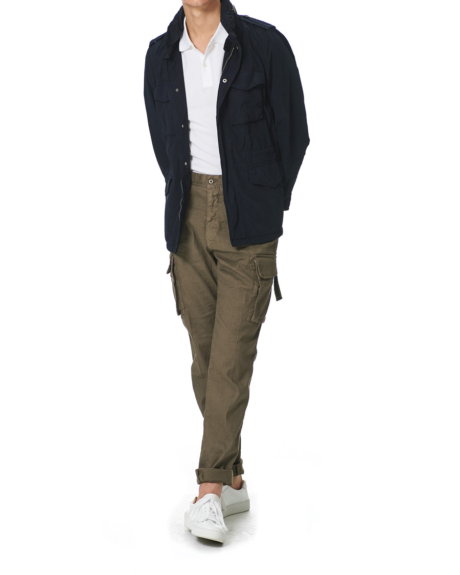 Men | Trousers | Incotex | Tapered Fit Linen Cargo Pants Military