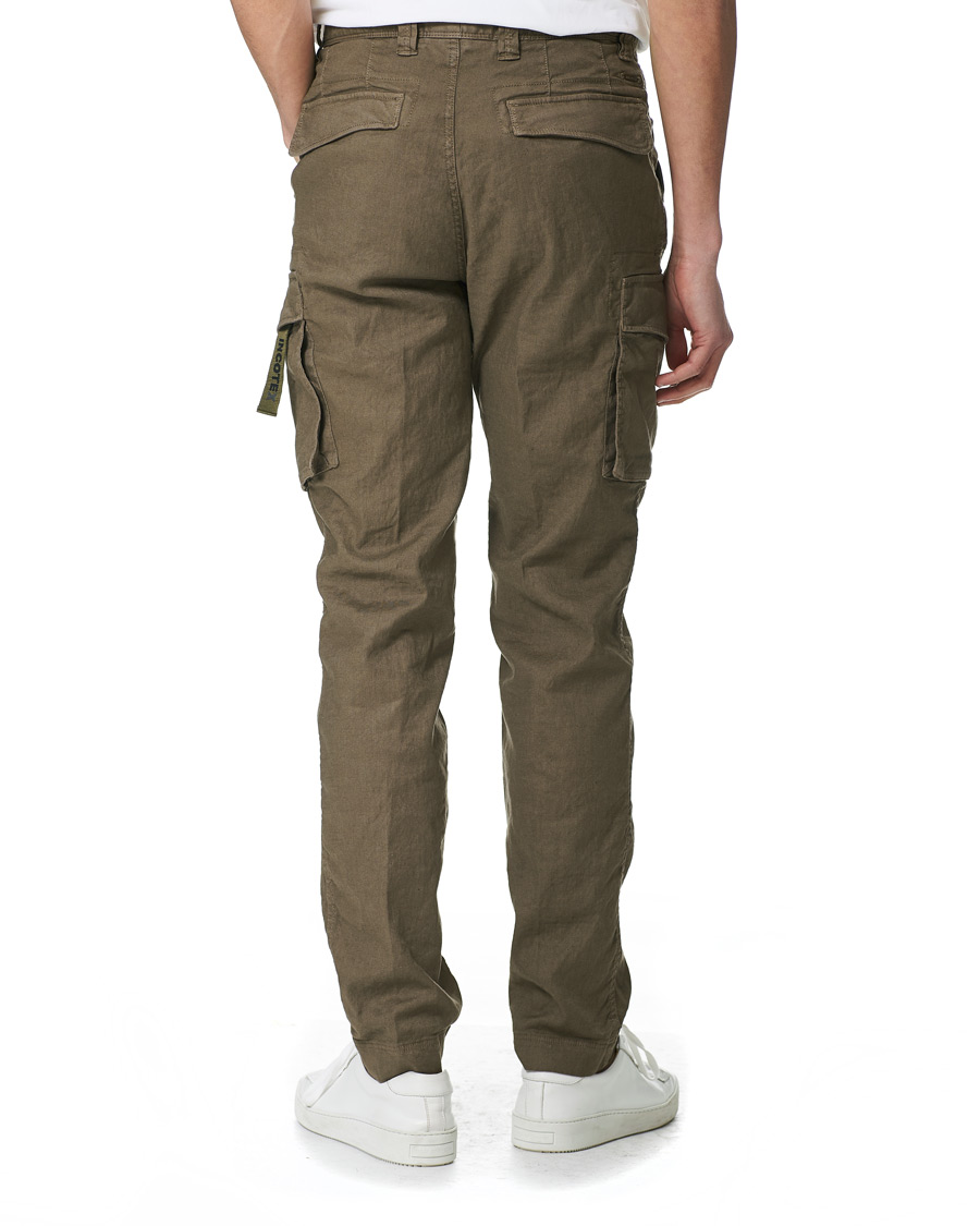 Men | Trousers | Incotex | Tapered Fit Linen Cargo Pants Military