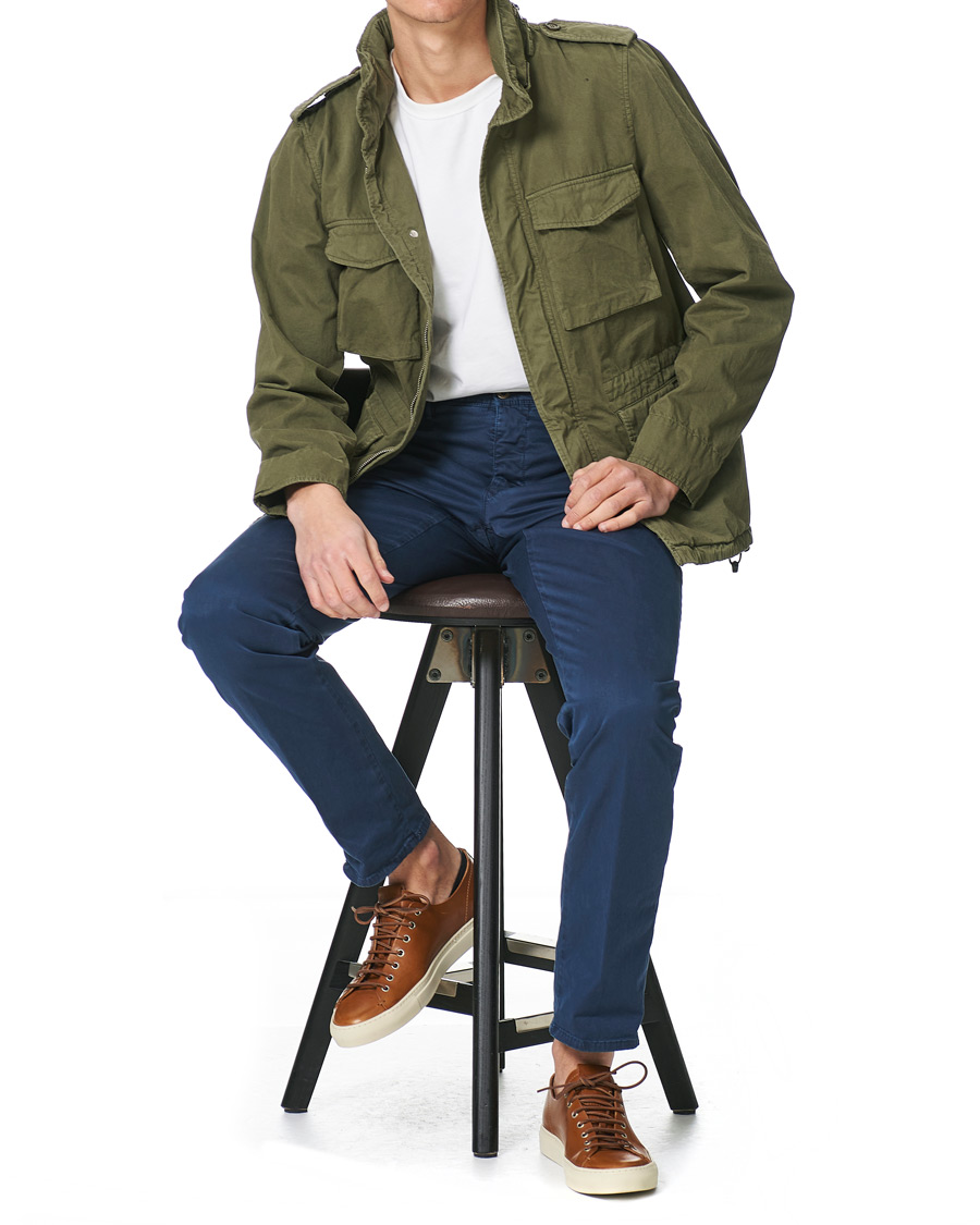 Men | Trousers | Incotex | Regular Fit Garment Dyed Slacks Navy