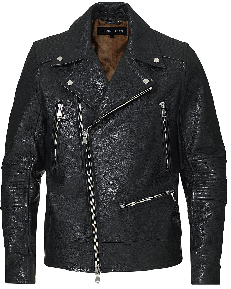 Men | Coats & Jackets | J.Lindeberg | Padish Leather Biker Jacket Black