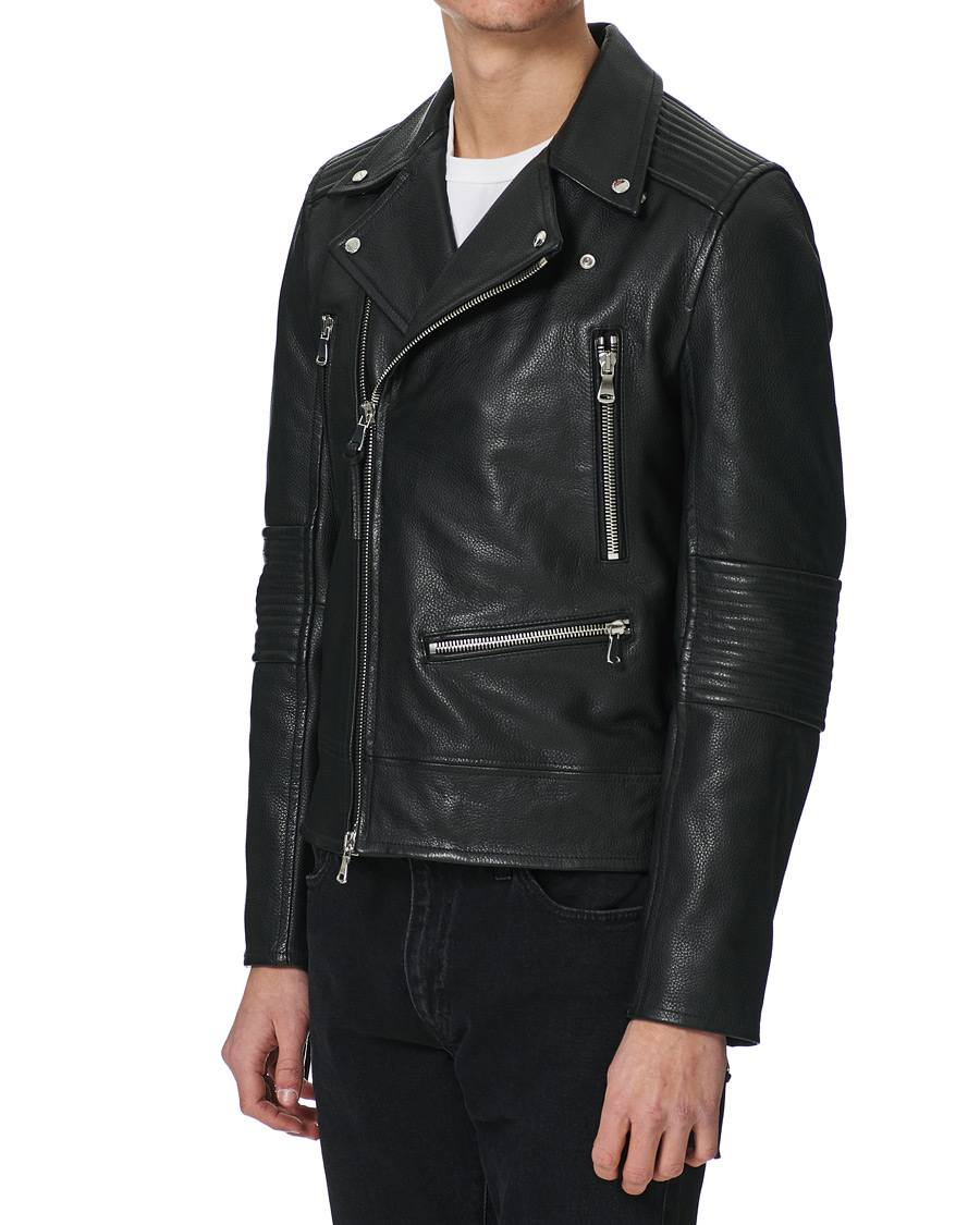 Men | Coats & Jackets | J.Lindeberg | Padish Leather Biker Jacket Black