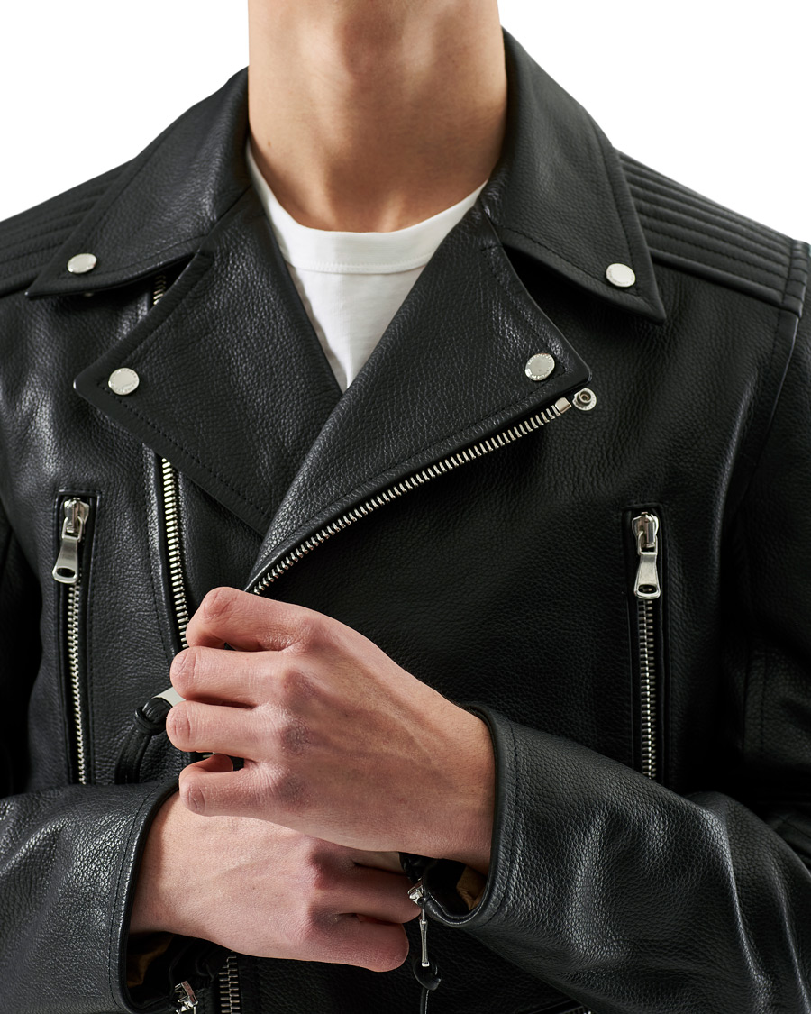 Men | Coats & Jackets | J.Lindeberg | Padish Leather Biker Jacket Black