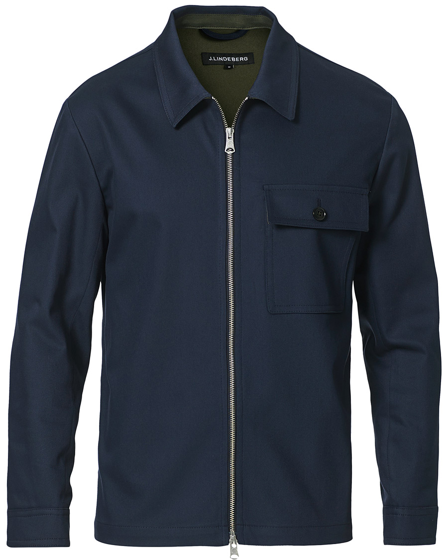 Men | Shirts | J.Lindeberg | Jason Cotton Stretch Zip Overshirt Navy