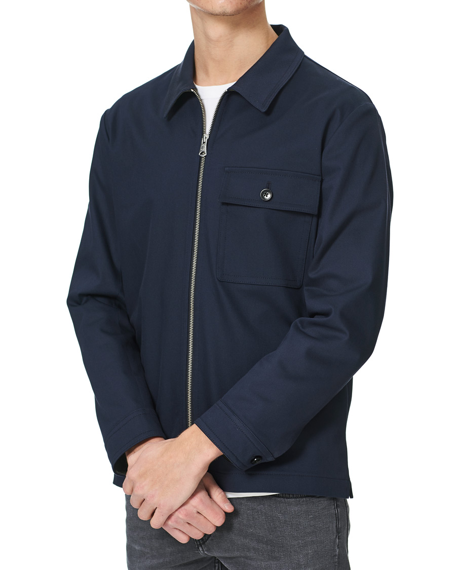 Men | Shirts | J.Lindeberg | Jason Cotton Stretch Zip Overshirt Navy