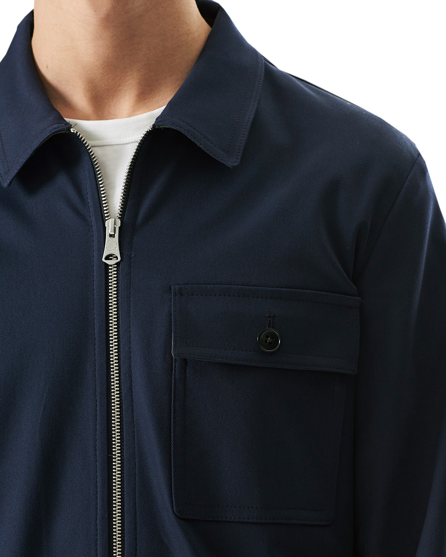Men | Shirts | J.Lindeberg | Jason Cotton Stretch Zip Overshirt Navy