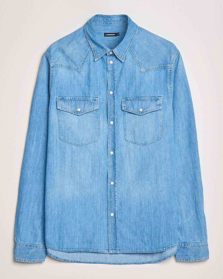 Men | Shirts | J.Lindeberg | Carson Western Denim Shirt Bleached Denim