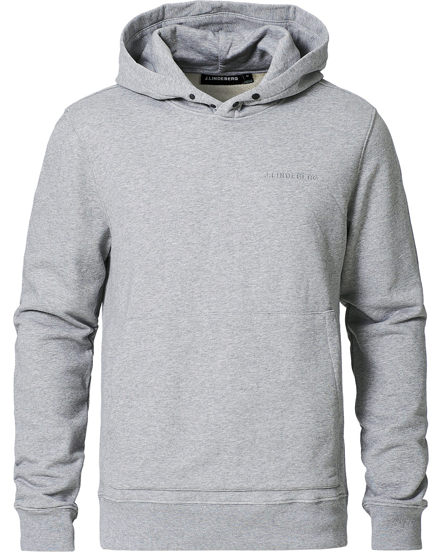 Men | Sweaters & Knitwear | J.Lindeberg | Throw Button Sweat Hoodie Mid Grey Melange