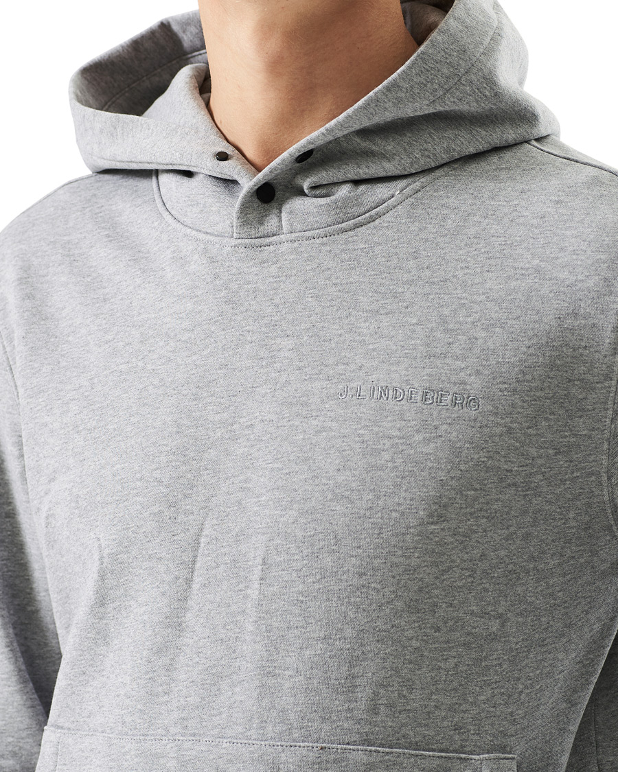 Men | Sweaters & Knitwear | J.Lindeberg | Throw Button Sweat Hoodie Mid Grey Melange