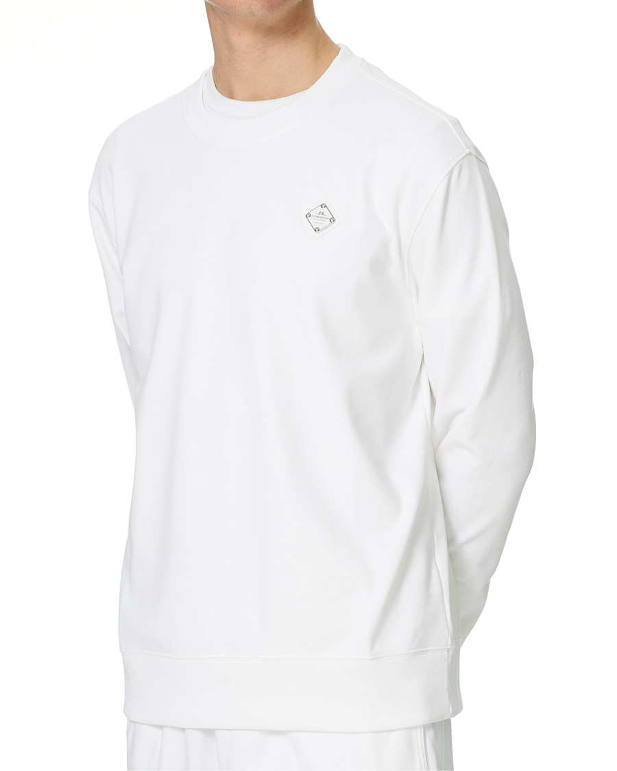 Men | Sweaters & Knitwear | J.Lindeberg | Ivar Interlock Logo Sweatshirt White