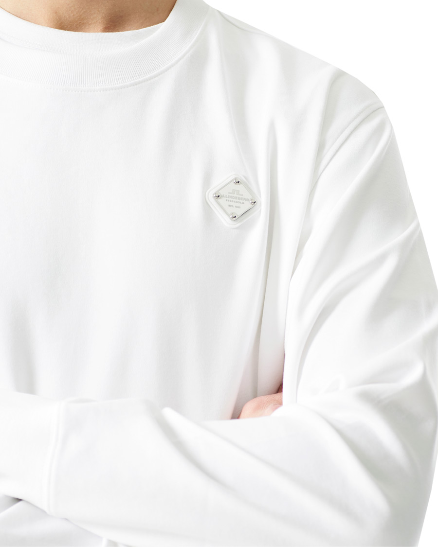 Men | Sweaters & Knitwear | J.Lindeberg | Ivar Interlock Logo Sweatshirt White