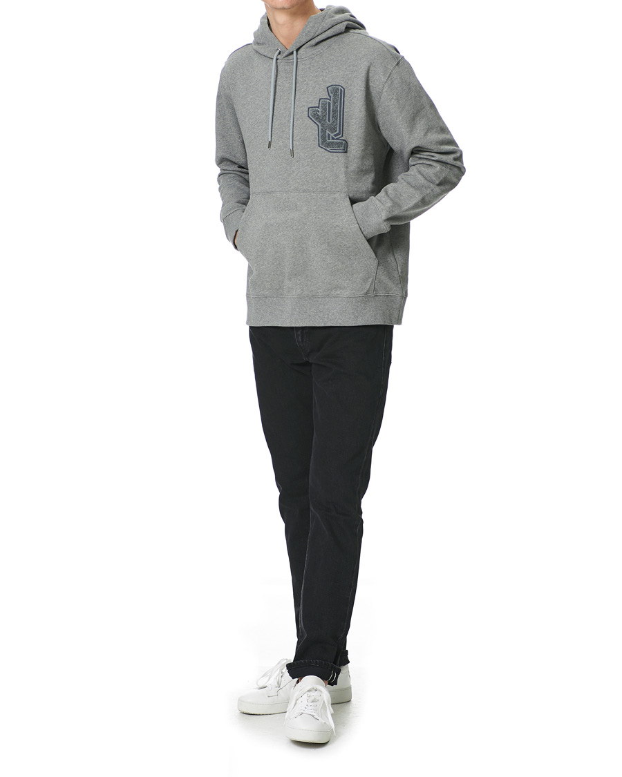 Men | Sweaters & Knitwear | J.Lindeberg | Tony Patch Hoodie Mid Grey Melange