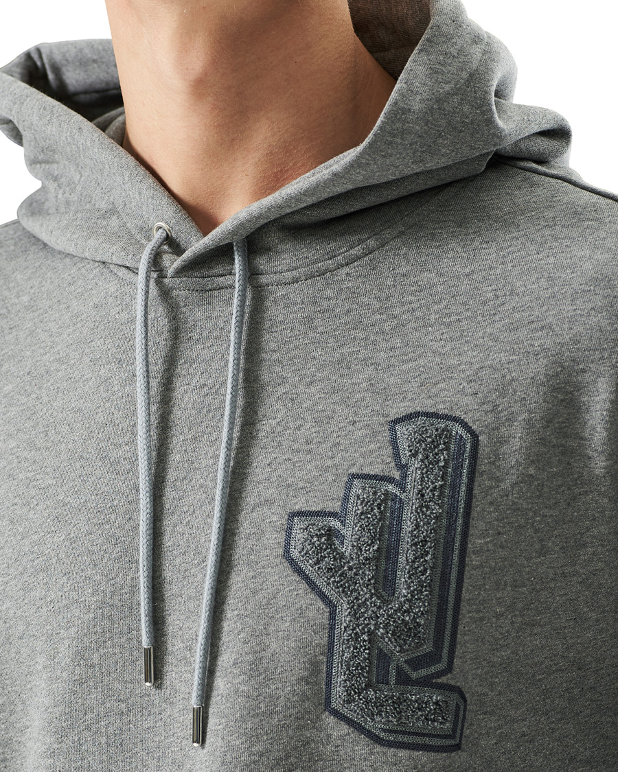 Men | Sweaters & Knitwear | J.Lindeberg | Tony Patch Hoodie Mid Grey Melange