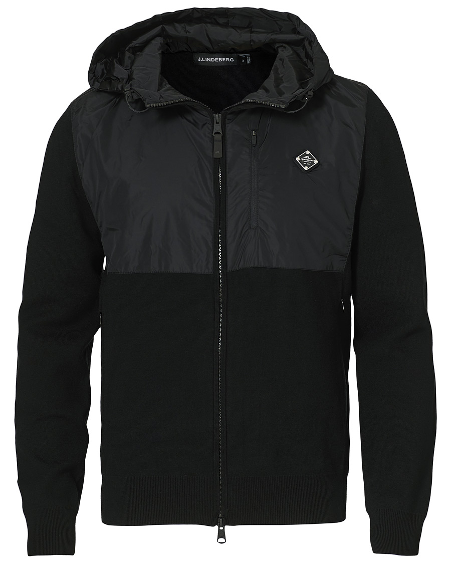 Men | Sweaters & Knitwear | J.Lindeberg | Bode Hybrid Hood Jacket Black