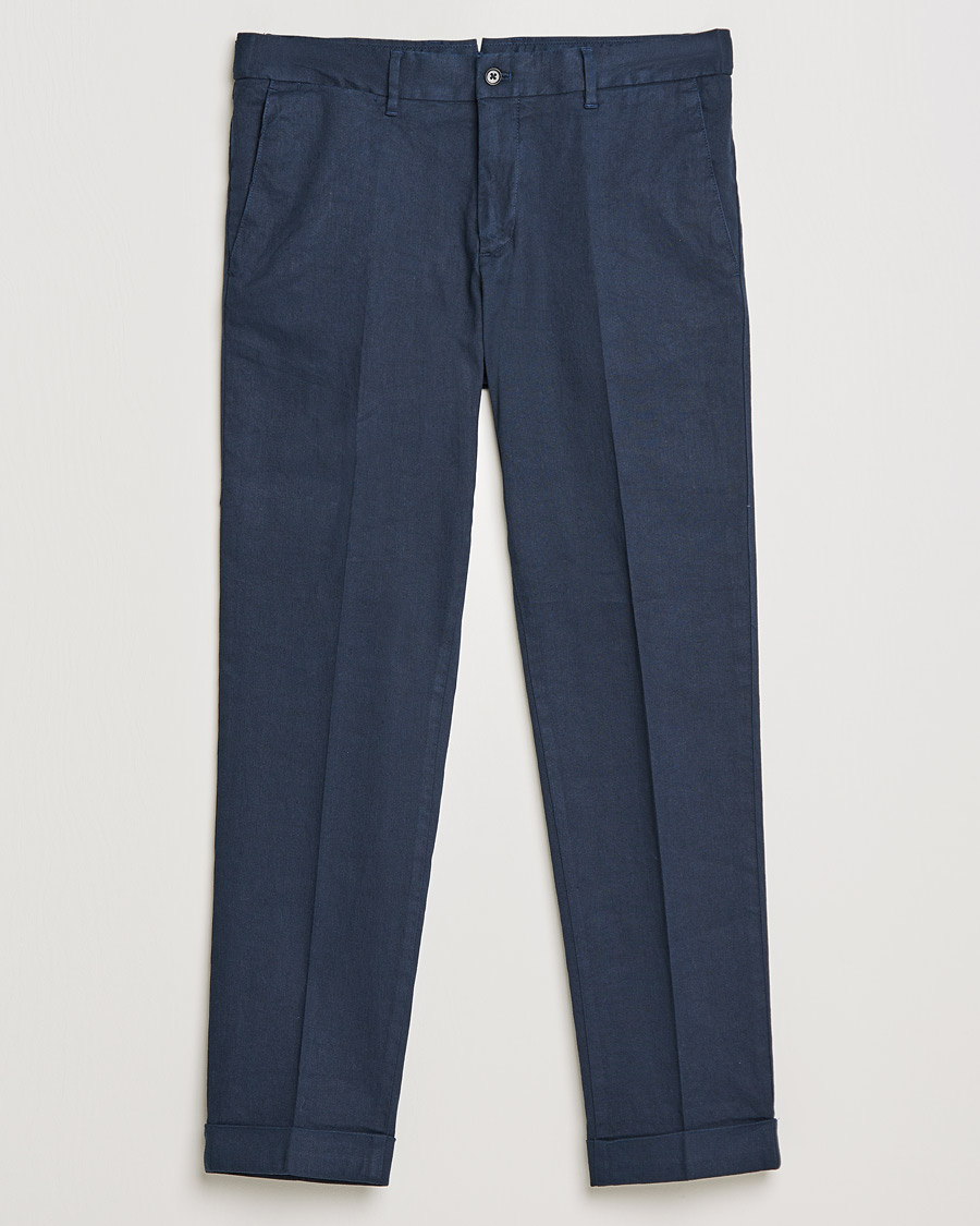 Men | Trousers | J.Lindeberg | Grant Stretch Cotton/Linen Trousers Navy