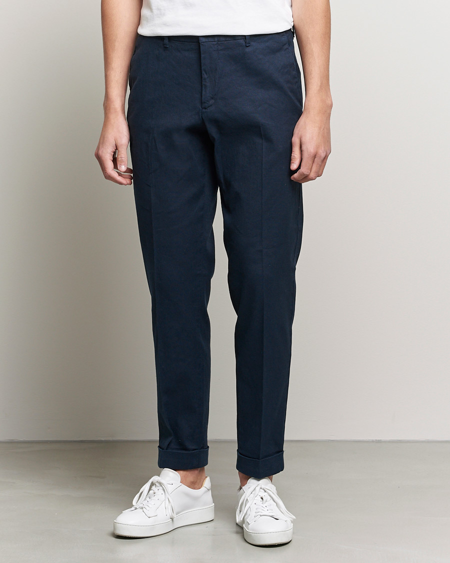 Men | Trousers | J.Lindeberg | Grant Stretch Cotton/Linen Trousers Navy