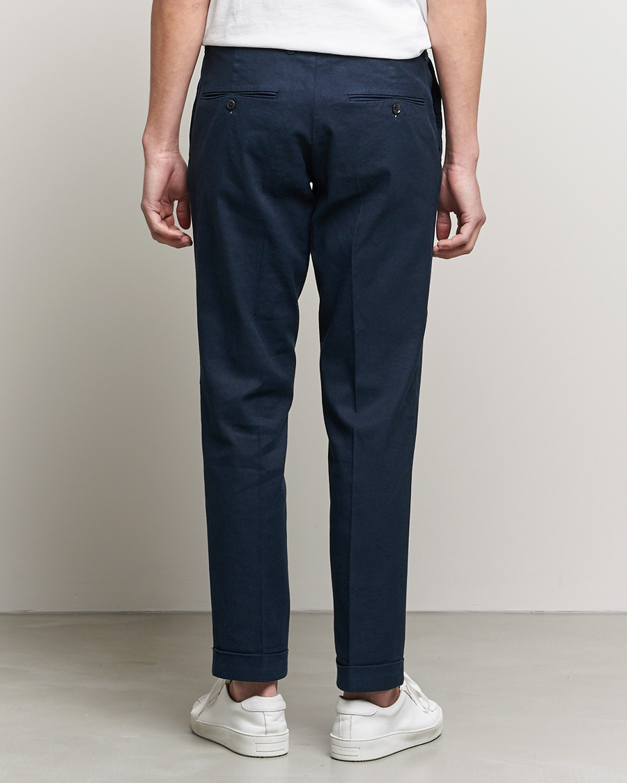 Men | Trousers | J.Lindeberg | Grant Stretch Cotton/Linen Trousers Navy