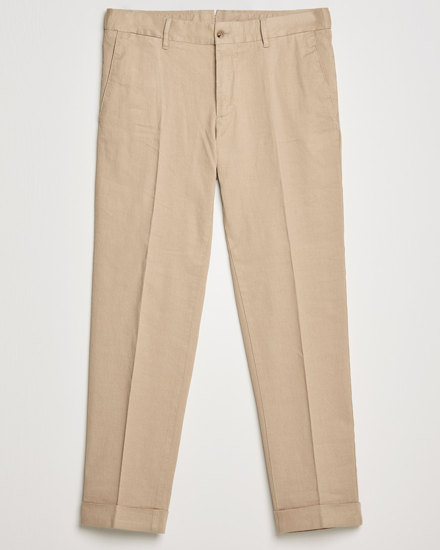 Men | Trousers | J.Lindeberg | Grant Stretch Cotton/Linen Trousers Batique Khaki