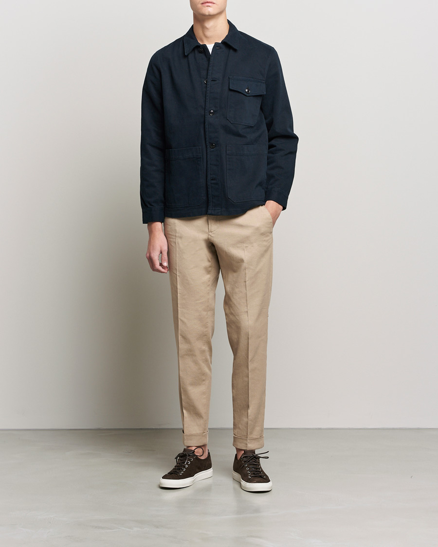 Men | Trousers | J.Lindeberg | Grant Stretch Cotton/Linen Trousers Batique Khaki
