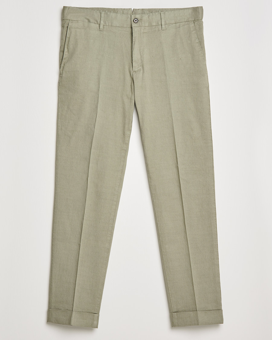 Men | Trousers | J.Lindeberg | Grant Stretch Cotton/Linen Trousers Vetiver
