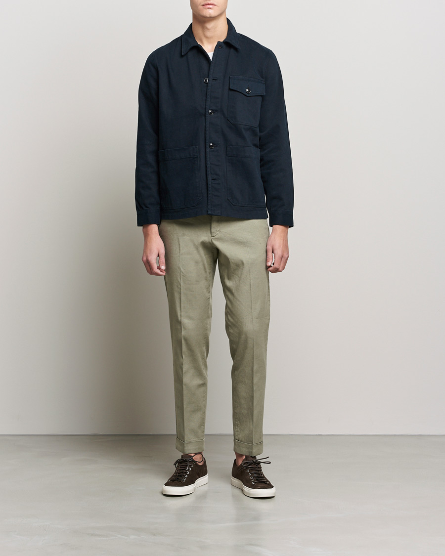 Men | Trousers | J.Lindeberg | Grant Stretch Cotton/Linen Trousers Vetiver