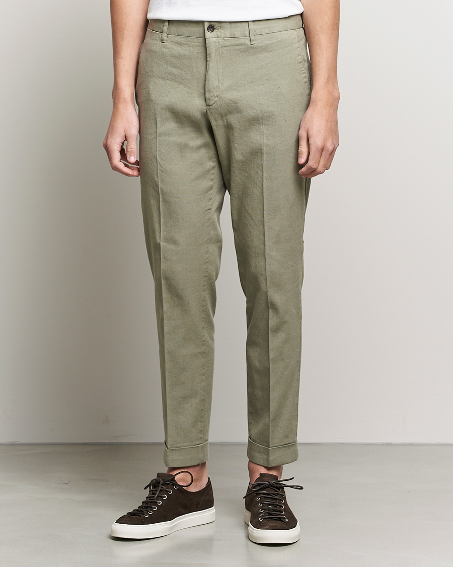 Men | Trousers | J.Lindeberg | Grant Stretch Cotton/Linen Trousers Vetiver