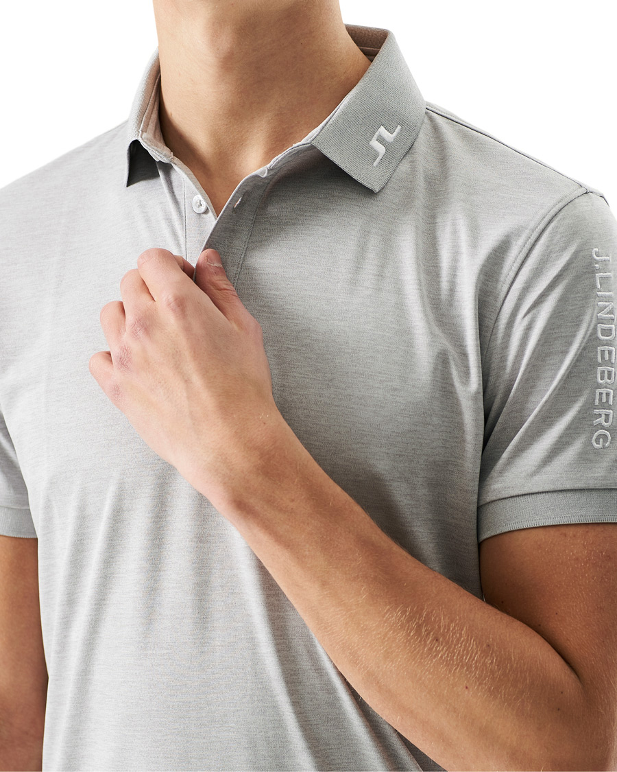 Men | Polo Shirts | J.Lindeberg | Tour Tech Slim Fit Golf Polo Micro Chip Melange