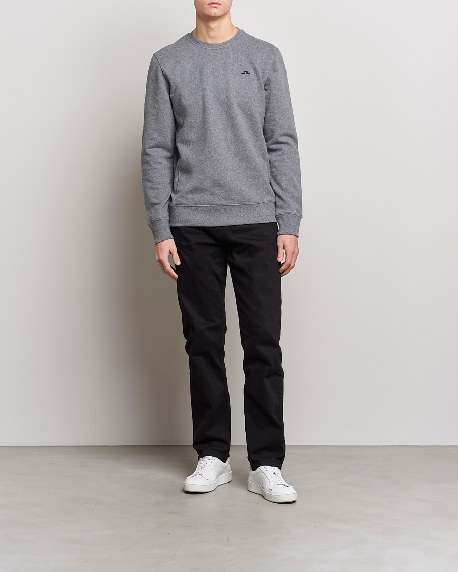 Men | Sweaters & Knitwear | J.Lindeberg | Cal Crew Neck Sweat Grey Melange