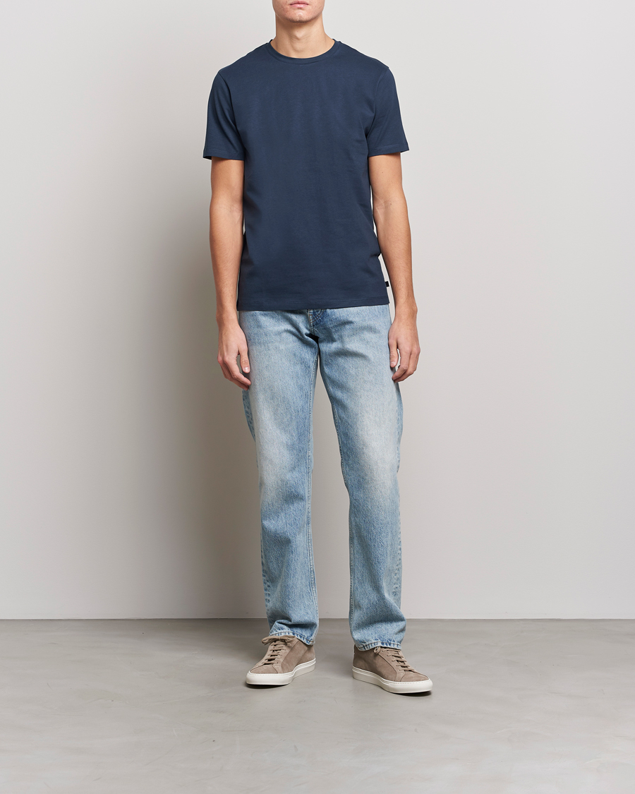 Men | T-Shirts | J.Lindeberg | Sid Cotton Crew Neck Tee Navy