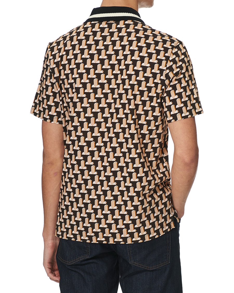 Men | Polo Shirts | Lanvin | Knitted Jacquard Short Sleeve Polo Brown/Ecru
