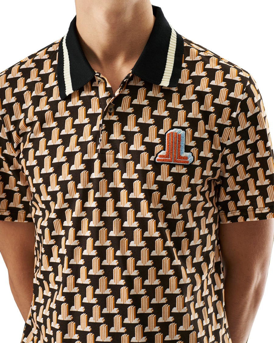 Men | Polo Shirts | Lanvin | Knitted Jacquard Short Sleeve Polo Brown/Ecru
