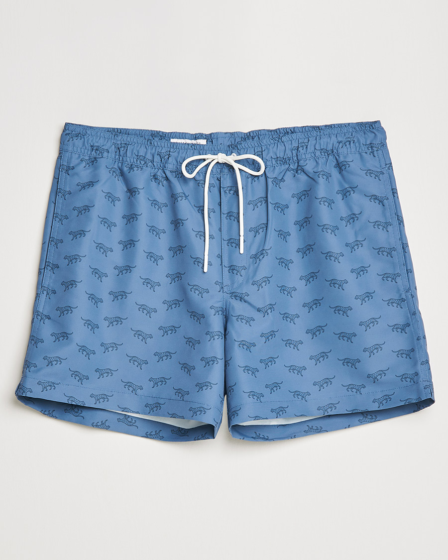 Men | Swimwear | Tiger of Sweden | Sjo Printed Swim Shorts Blue
