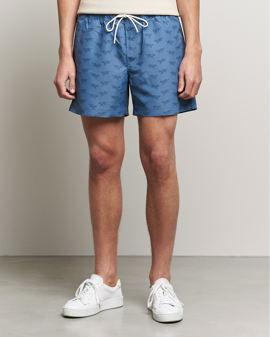 Men | Swimwear | Tiger of Sweden | Sjo Printed Swim Shorts Blue