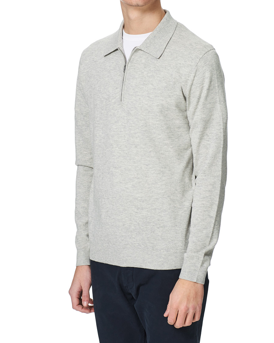 Men | Sweaters & Knitwear | Tiger of Sweden | Orbit Merino Wool Half Zip Med Grey Mel