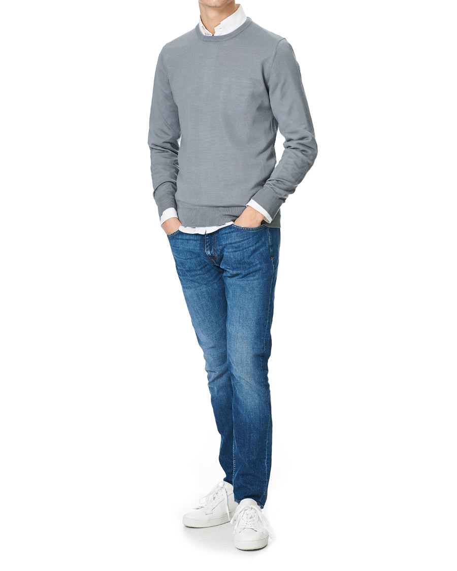 Men | Sweaters & Knitwear | Tiger of Sweden | Nichols Extra Fine Merino Crew Neck Steel Grey