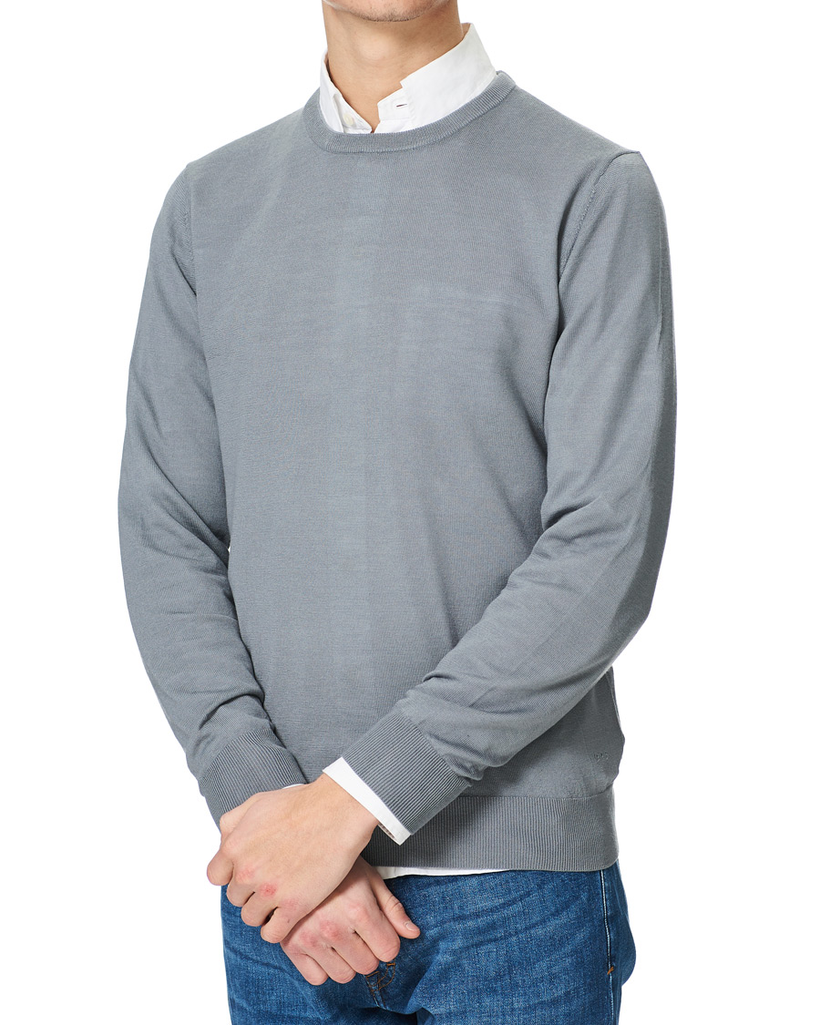 Men | Sweaters & Knitwear | Tiger of Sweden | Nichols Extra Fine Merino Crew Neck Steel Grey