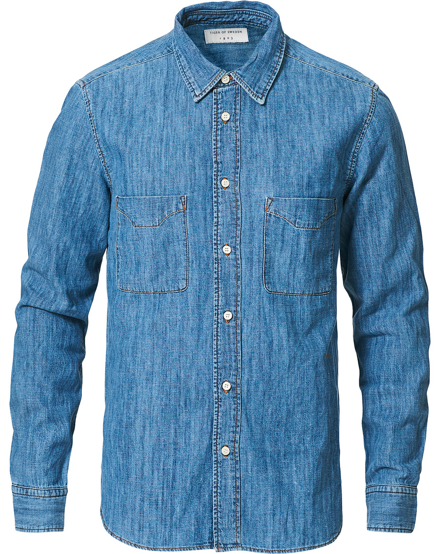 Men | Shirts | Tiger of Sweden | Benjad Denim Shirt Light Blue